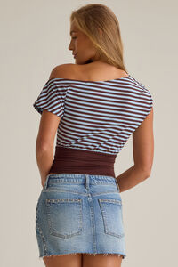 Selah Stripe Asymmetrical Top Detail 4 - Altar'd State