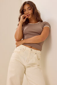Zadie Contrast Trim Fitted Tee - Altar'd State