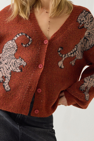 Tigris Balloon Sleeve Tiger Cardigan - Altar'd State - 