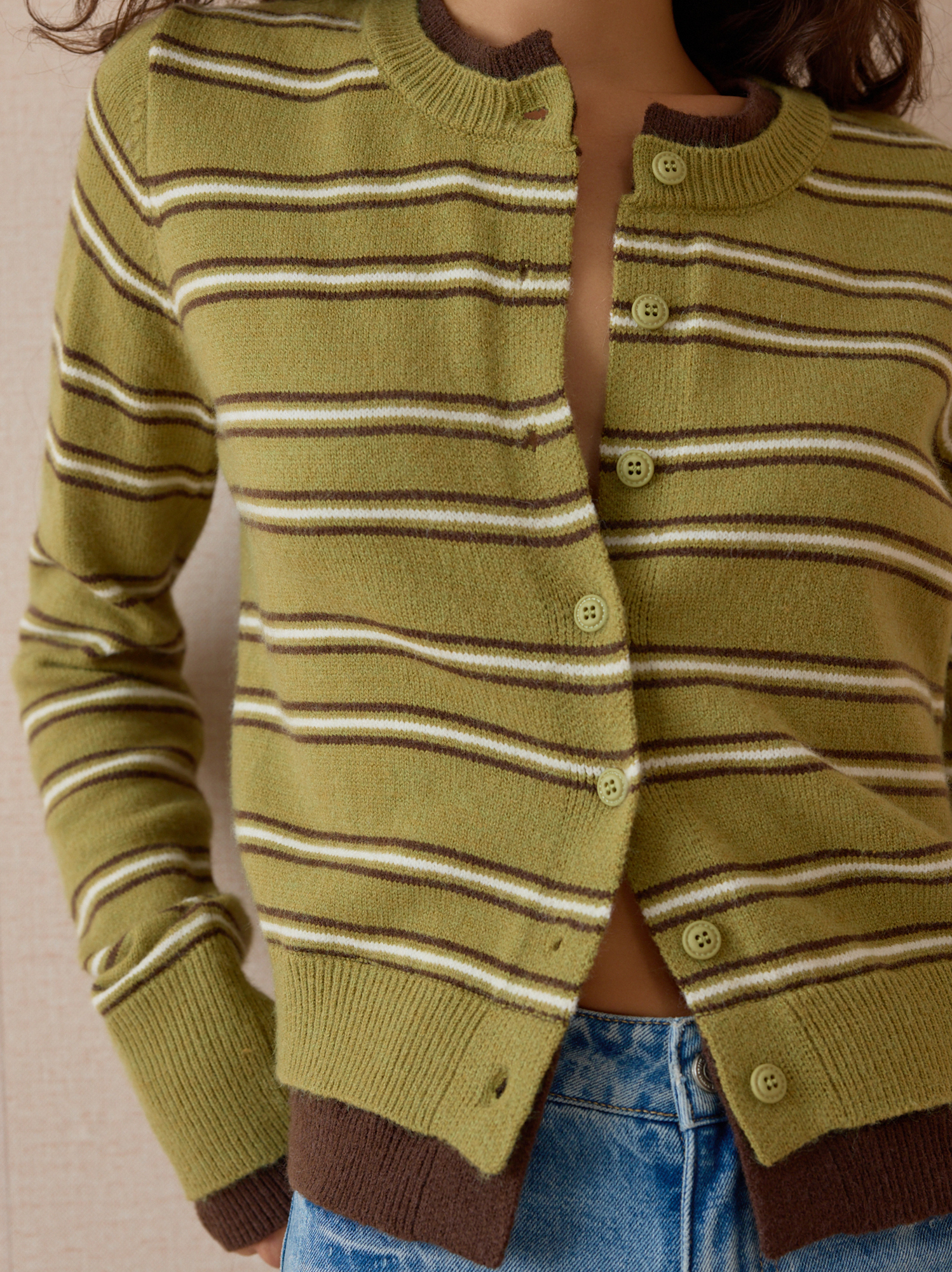 トップス Amomento stripe button up cardigan M Lennox Stripe Button Up Cardigan in Olive Green | Altar'd State