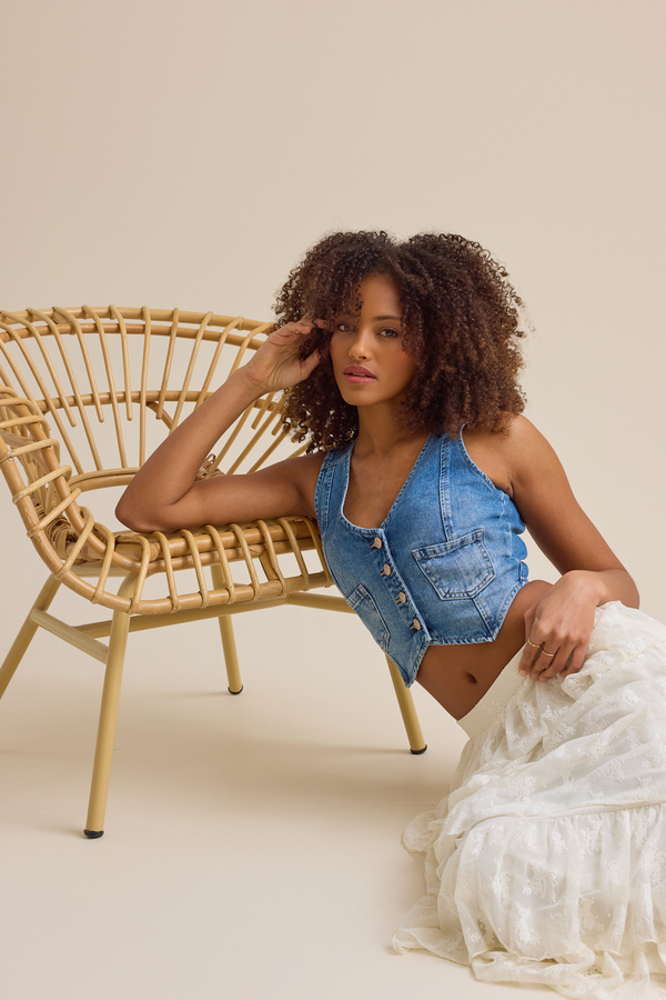 Florence Denim Vest Detail 2 - Altar'd State