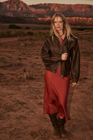 Maria Leather Bomber Jacket - Altar'd State - 