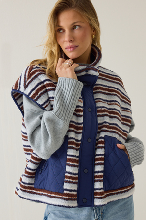 Marlow Stripe Sherpa Vest - Altar'd State - 
