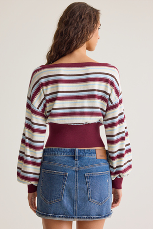 Navi Striped Off Shoulder Sweater - Altar'd State - 