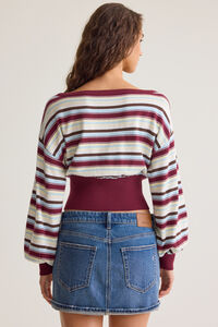 Navi Striped Off Shoulder Sweater Detail 5 - Altar'd State