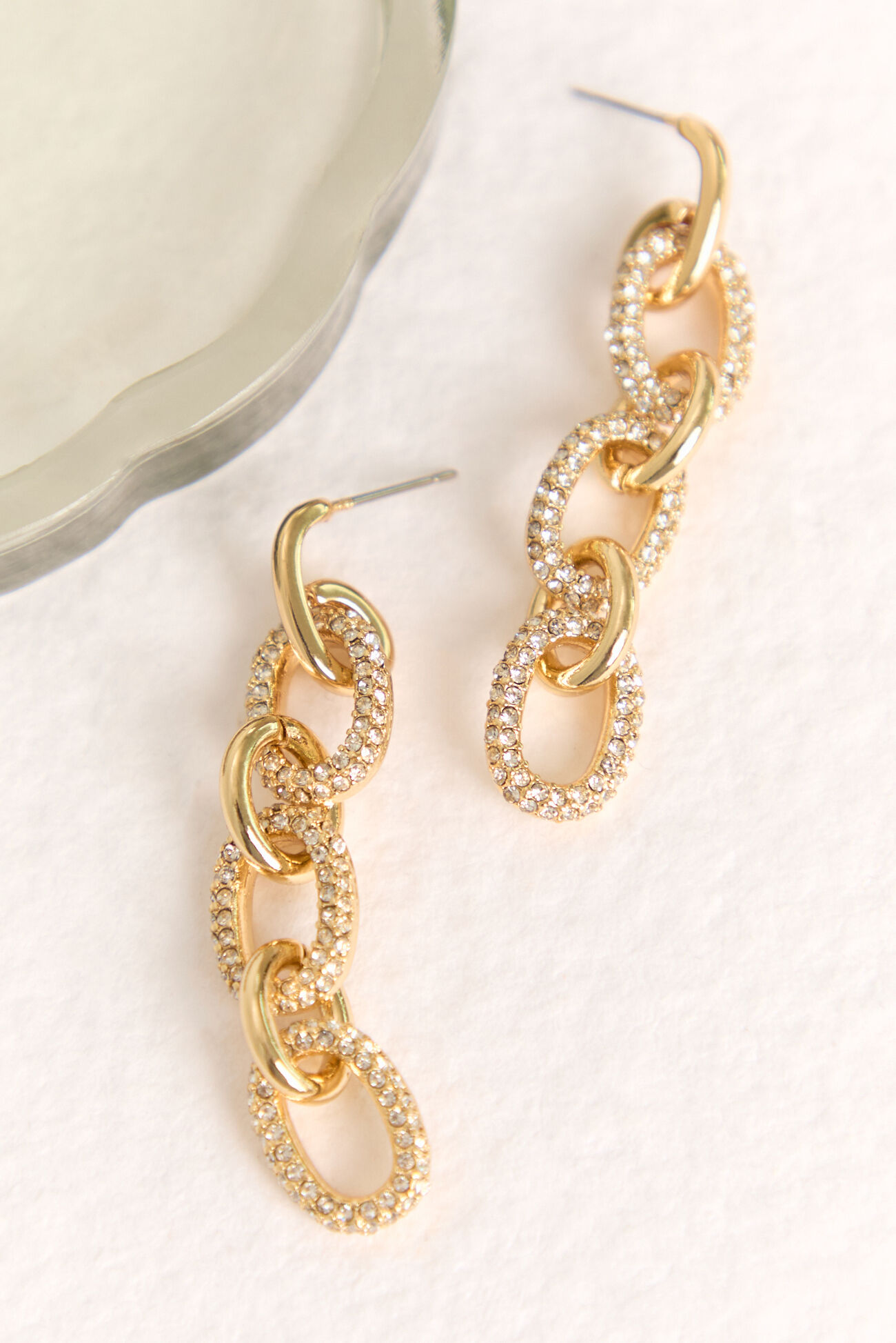 18K Crystal Loop Chain Earring