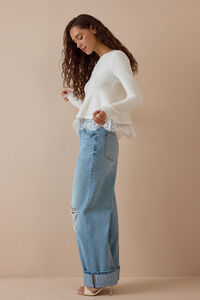 Wrenley Lace Trim Sweater Detail 4 - Altar'd State