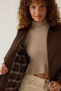 Jacee Canvas Button Down Barn Jacket Detail 2 - Altar'd State