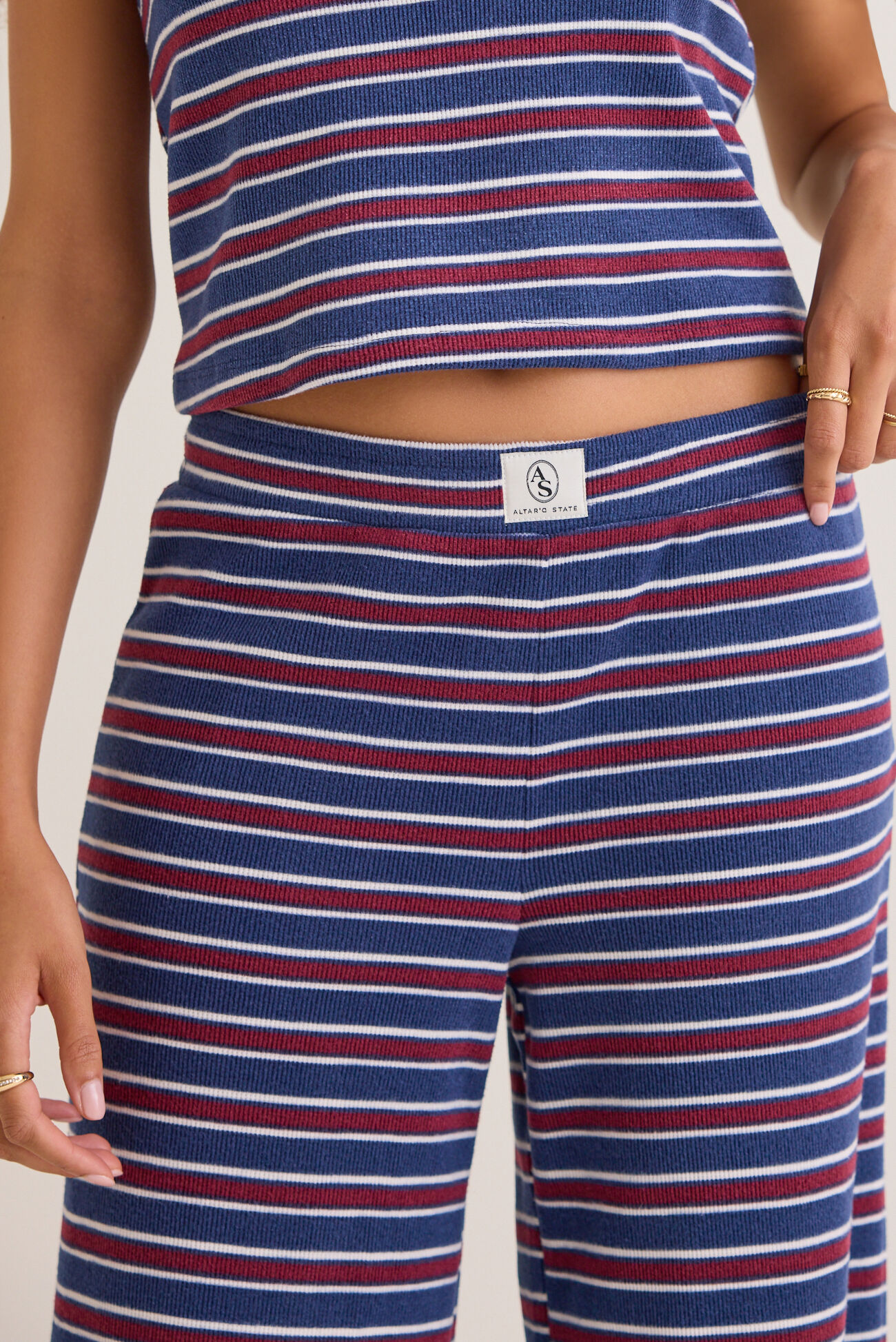 Channing Striped Brushed Rib Lounge Pant