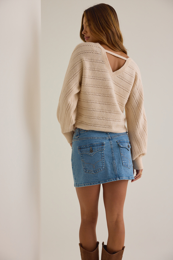 Vana Pointelle Stripe Sweater Detail 5 - Altar'd State