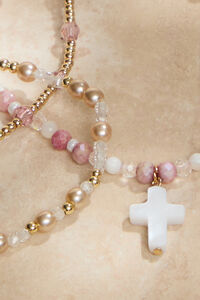 Beaded Cross Charm Bracelet Set Detail 2 - Altar'd State