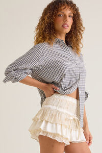Gracella Satin Lace Tiered Mini Short Detail 5 - Altar'd State