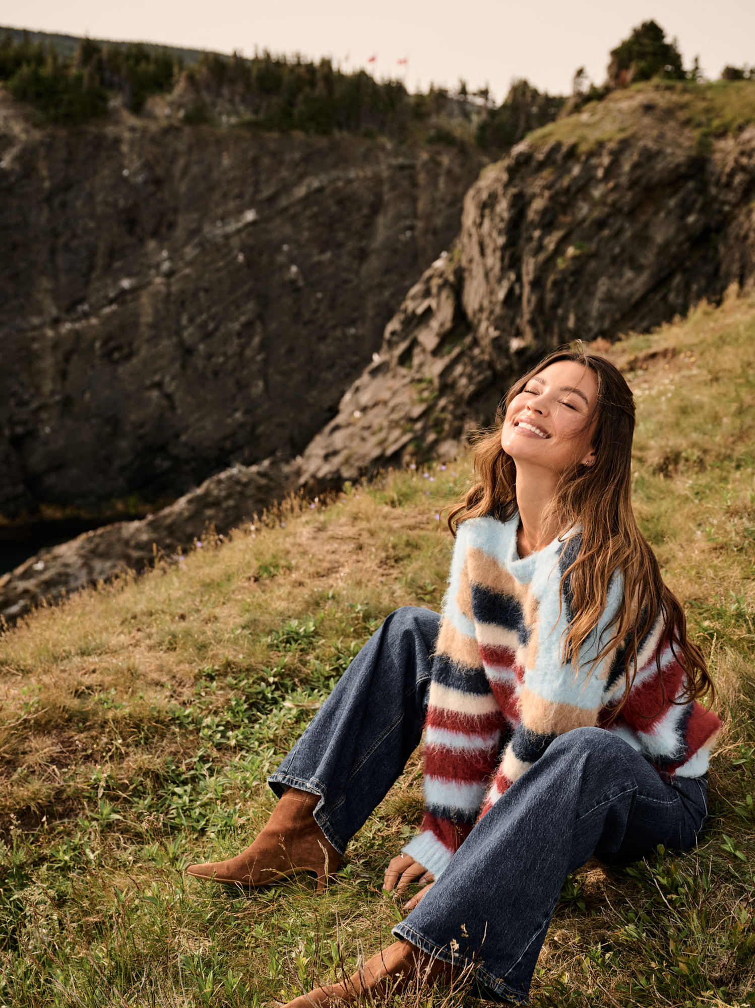 Hazel Striped Sweater in Blue Multi | Altar'd State
