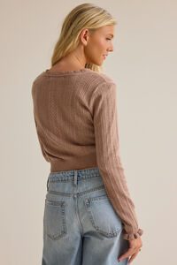 Bellamy Pointelle Pearl Button Up Top Detail 5 - Altar'd State
