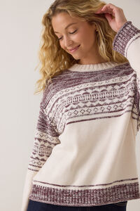 Michelle Marled Fair Isle Sweater Detail 2 - Altar'd State