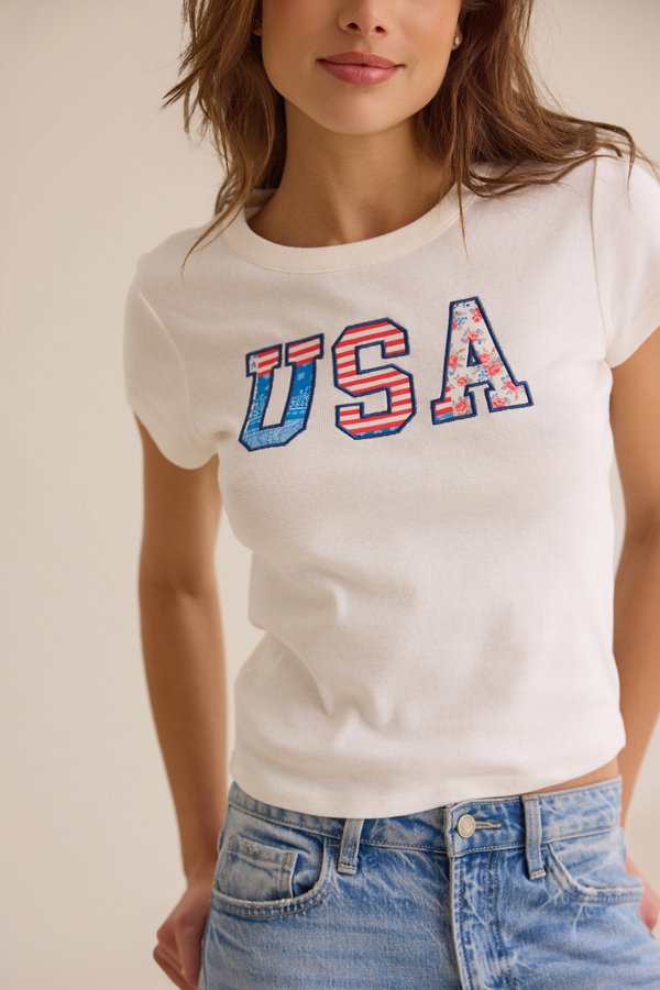 USA Patchwork Baby Tee Detail 2 - Altar'd State