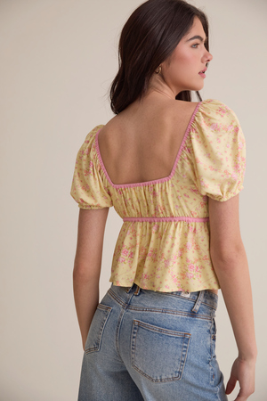 Vietta Floral Puff Sleeve Top - Altar'd State - 