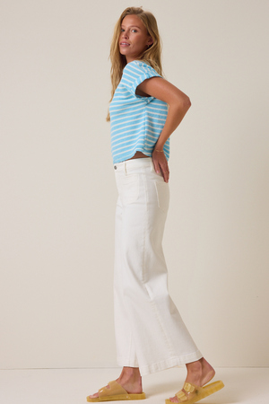 Hattie Stripe Roll Sleeve Crew - Altar'd State - 