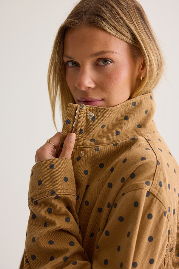 Fiona Polka Dot Funnel Jacket Detail 6 - Altar'd State