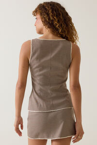 Elowen Plaid Lace Trim Button Top Detail 5 - Altar'd State