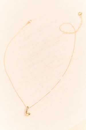 18K Gold L Bubble Monogram Necklace - Altar'd State - 