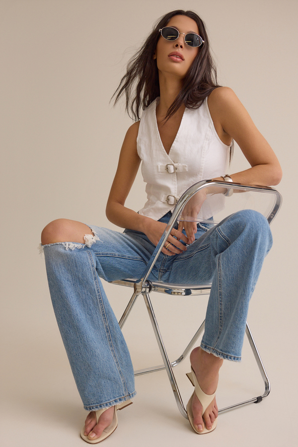 Indie Denim Buckle Front Vest Detail 4 - Altar'd State