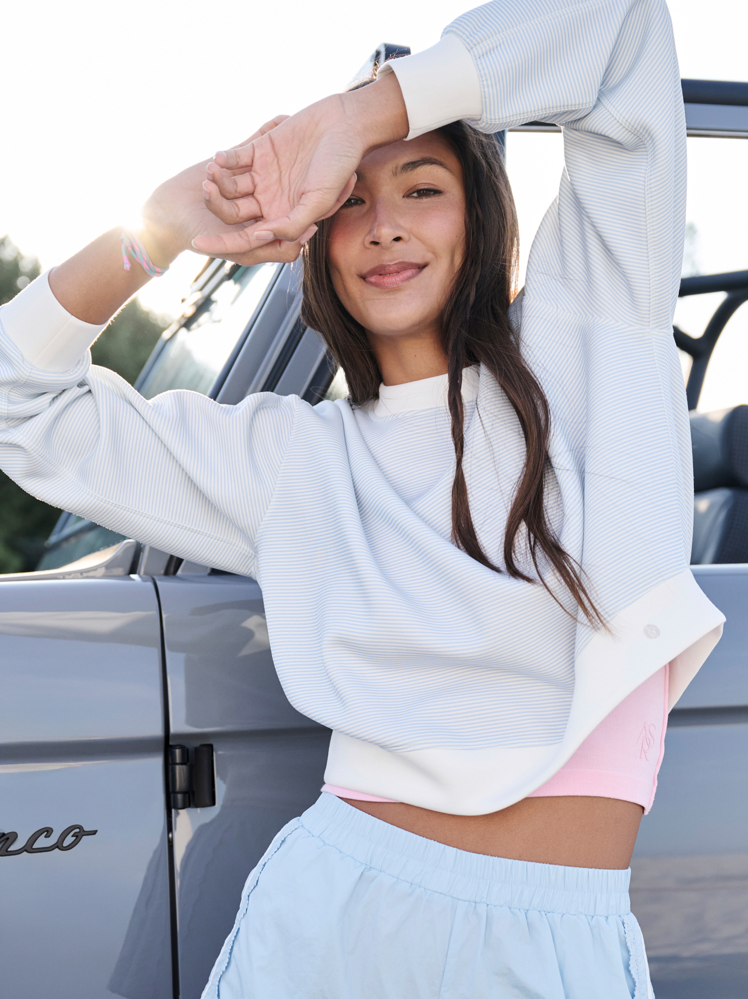 Supersoft Striped Pullover in Ivory and Blue | Altar'd State