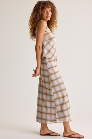 Jenna Plaid Tie Front Vest - Altar'd State - 
