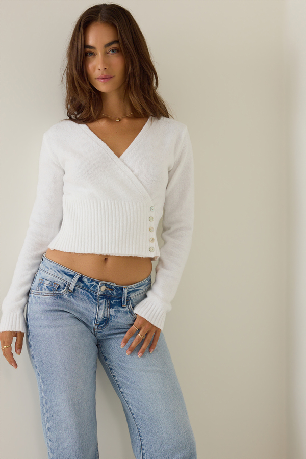 Ciela Wrap Button Side Sweater Detail 2 - Altar'd State