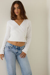 Ciela Wrap Button Side Sweater Detail 2 - Altar'd State