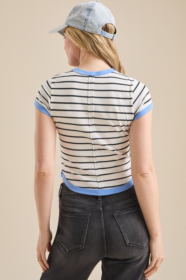 Casey Fitted Contrast Stripe Tee Detail 4 - Altar'd State