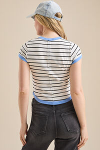 Casey Fitted Contrast Stripe Tee Detail 4 - Altar'd State