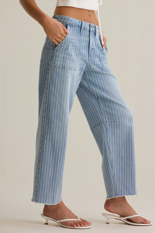 Masyn Striped Barrel Pant Detail 4 - Altar'd State
