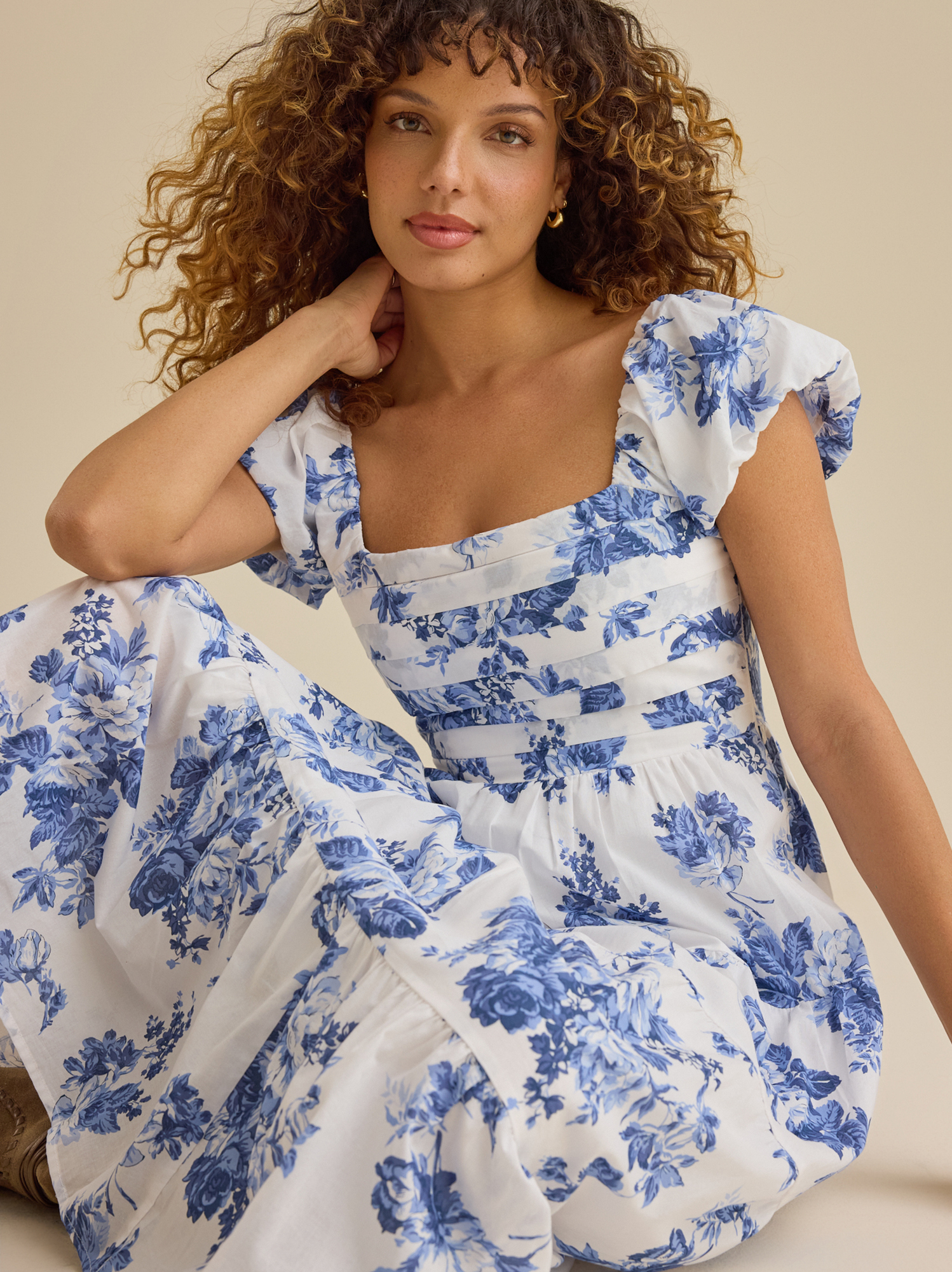 altar'd state blue maxi dress | Zia Floral | LIGHT-BLUE | Material: Self 100% Polyester. Lining 100% Polyester or vacation Altar'd State | Aymie Floral