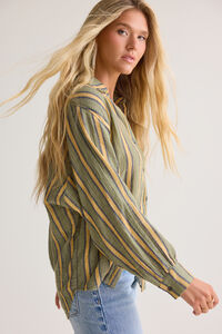 Vienna Striped Button Down Top Detail 7 - Altar'd State