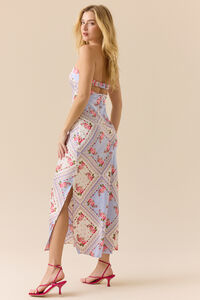 Taila Patchwork Satin Maxi Dress Detail 5 - Altar'd State