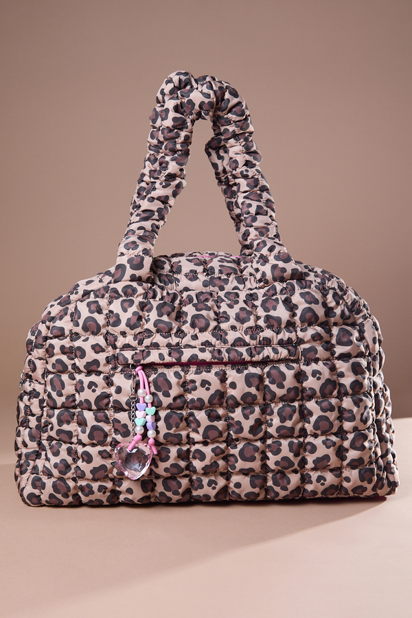 Proficient Cheetah Puffer Duffel Bag in Brown | AS Revival