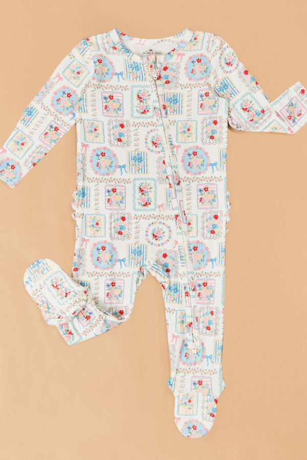 Finley Floral Patchwork Footie Detail 2 - Altar'd State