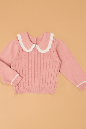 Audrey Peter Pan Cable Knit Sweater - Altar'd State - 