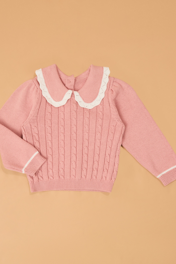 Audrey Peter Pan Cable Knit Sweater Detail 2 - Altar'd State