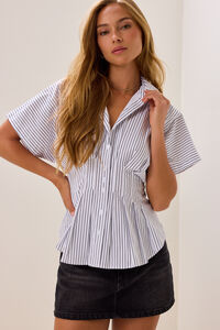 Alexis Stripe Pleated Top Detail 2 - Altar'd State