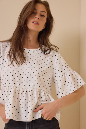 Liora Polka Dot Ruffle Top - Altar'd State - 