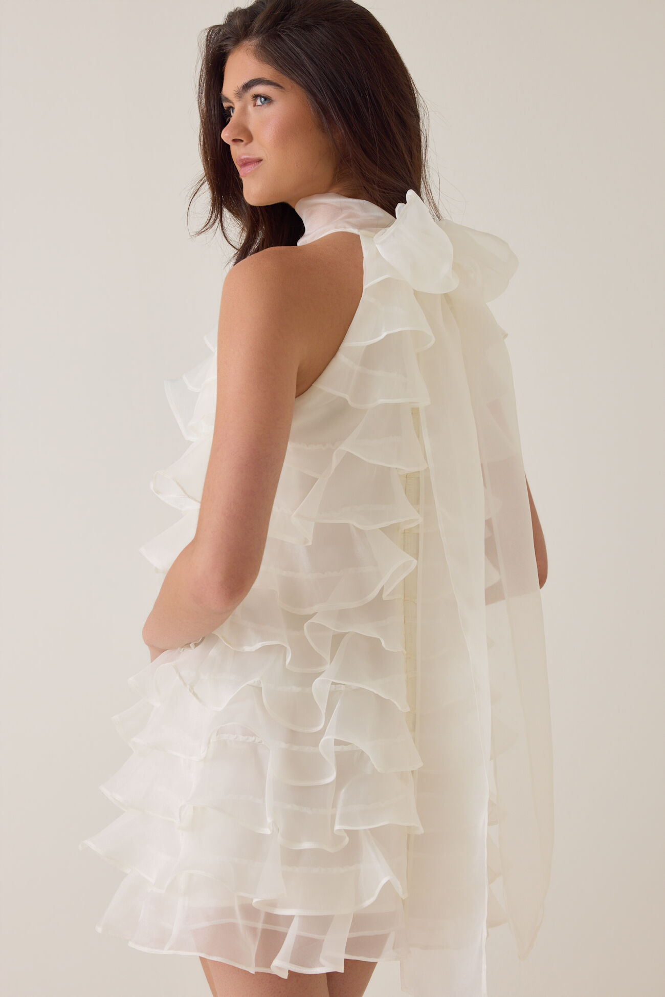 Ashen Ruffle Mini Dress