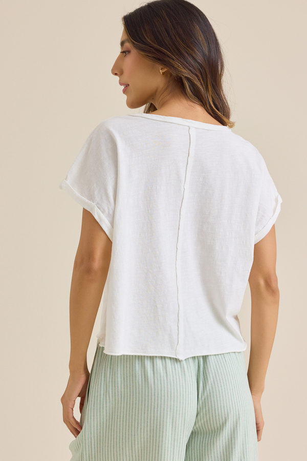 Demi Slub Roll Sleeve Tee Detail 5 - Altar'd State