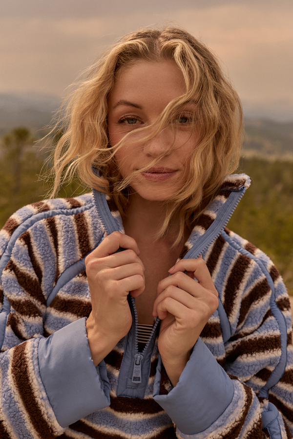Morning Miles Stripe Quarter Zip Detail 2 - Altar'd State