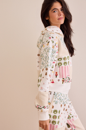 Christmas Quilted Patchwork Hoodie - Altar'd State - 