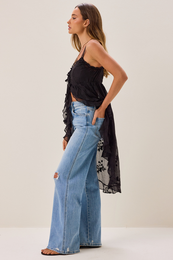 Amiah Ruffle Tie Front Kimono Detail 5 - Altar'd State