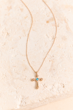 Coastal Rope Turquoise Cross Necklace - Altar'd State - 