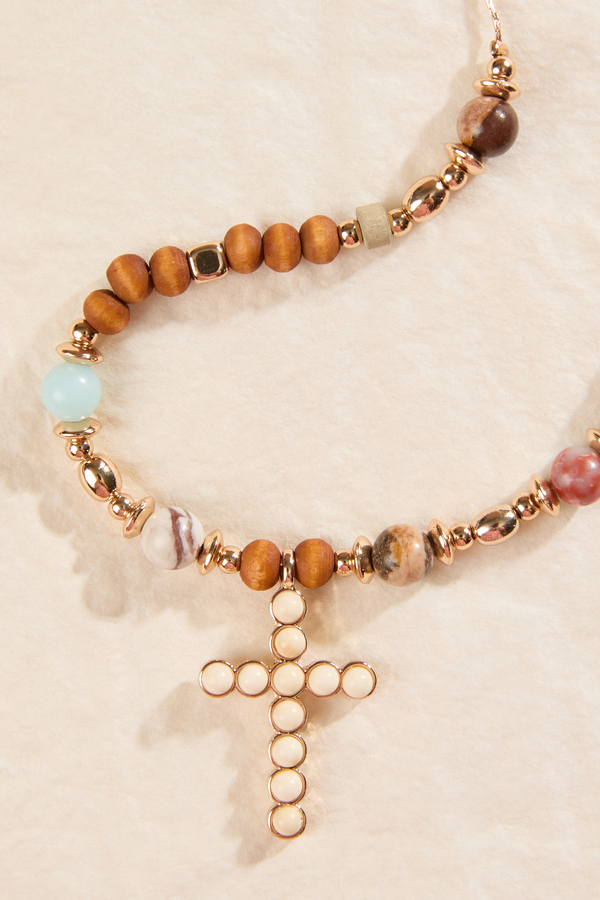 Beaded Cross Necklace - Altar'd State