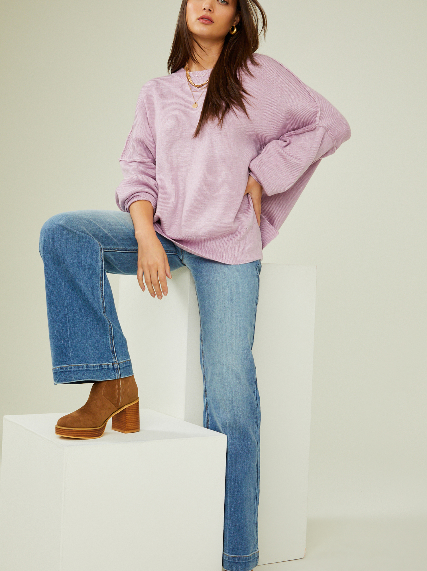Jamie Oversized Sweater in Purple | Altar'd State